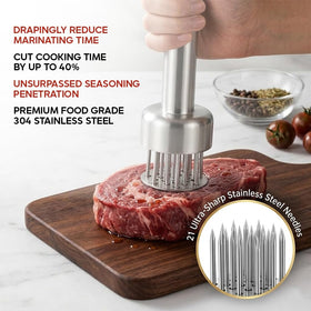 One Source Unlimited tenderizer safety guard protects fingers when not in use.