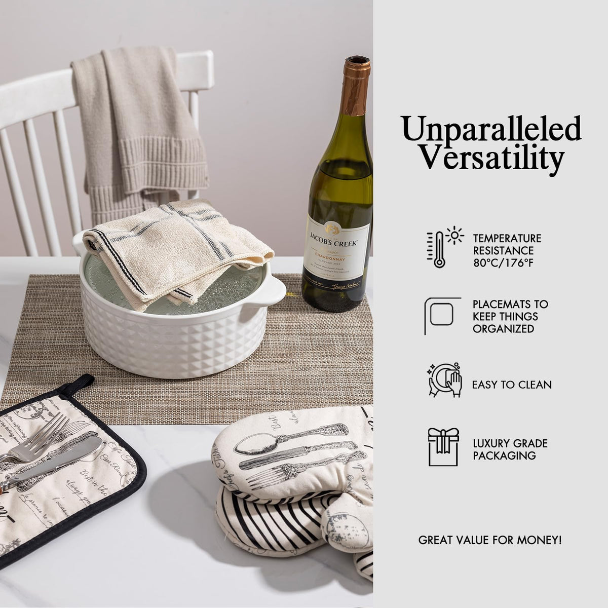 Onebento placemats folded flat for compact storage after use.