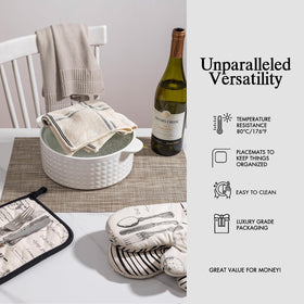 Onebento placemats folded flat for compact storage after use.