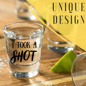 Onebttl I took a shot I said yes glass set for couples celebrating.