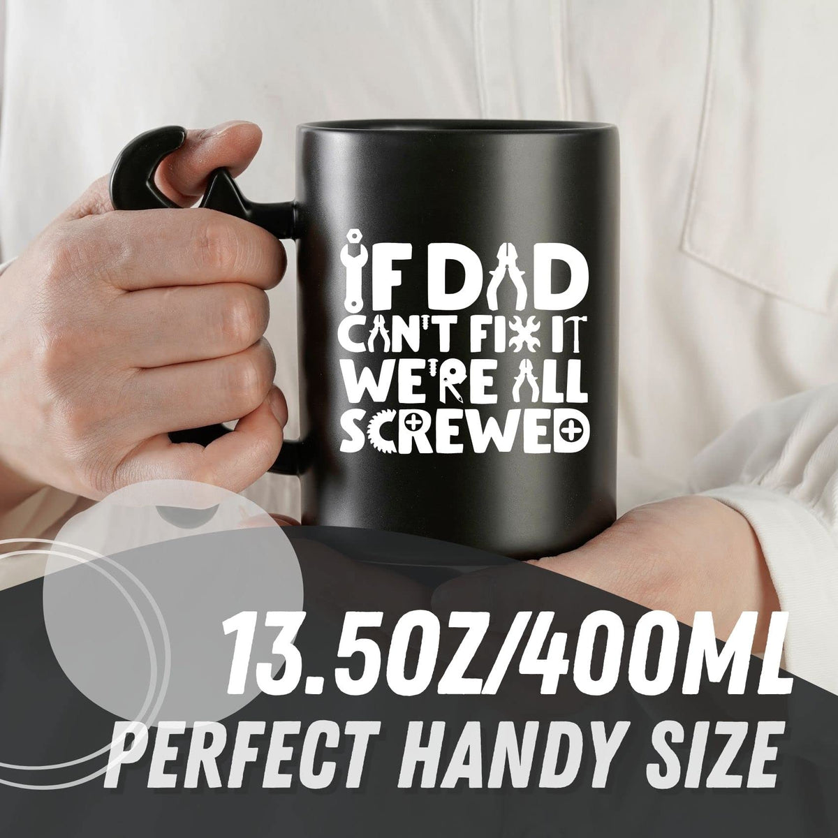 Onebttl mug with humorous quote adds personality to morning routine.