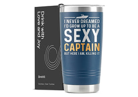 Onebttl Sexy Captain tumbler with lid and straw for boating use