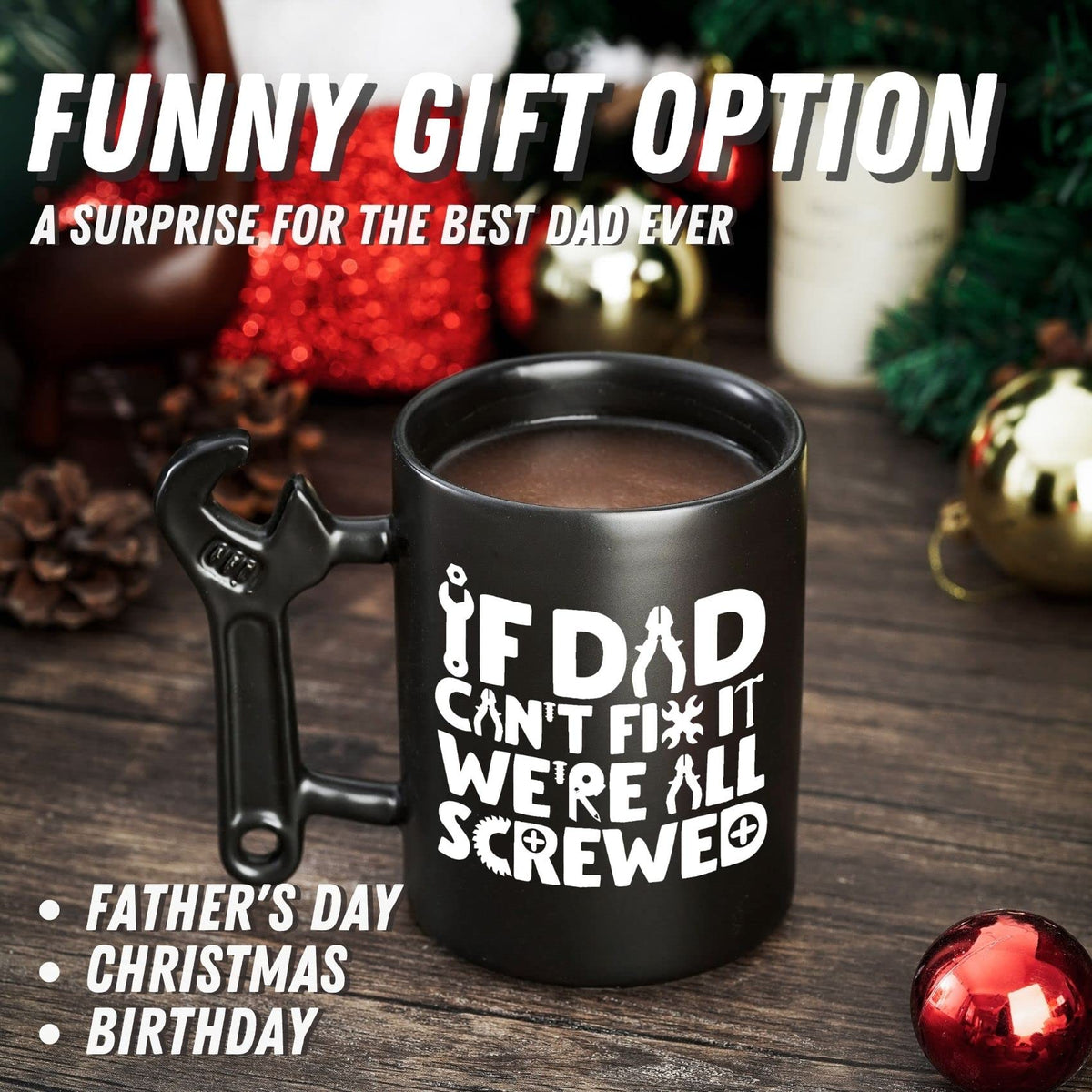 Onebttl wrench-handle detail highlighting unique design for dad gifts.