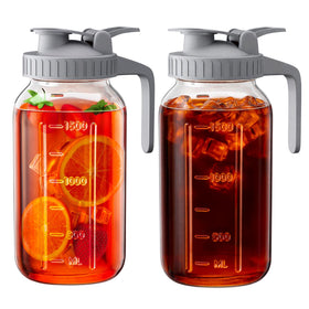 OneDream 2-pack glass pitcher front view with 64 oz capacity for large batches.