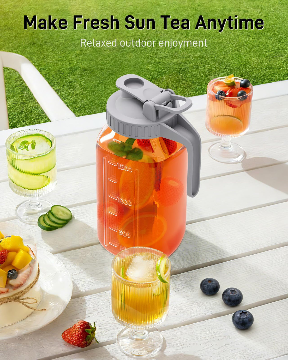 OneDream iced-tea preparation shot suitable for sun tea and cold brew.