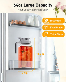 OneDream 2-pack glass pitcher side view with ergonomic handle for easy pouring.
