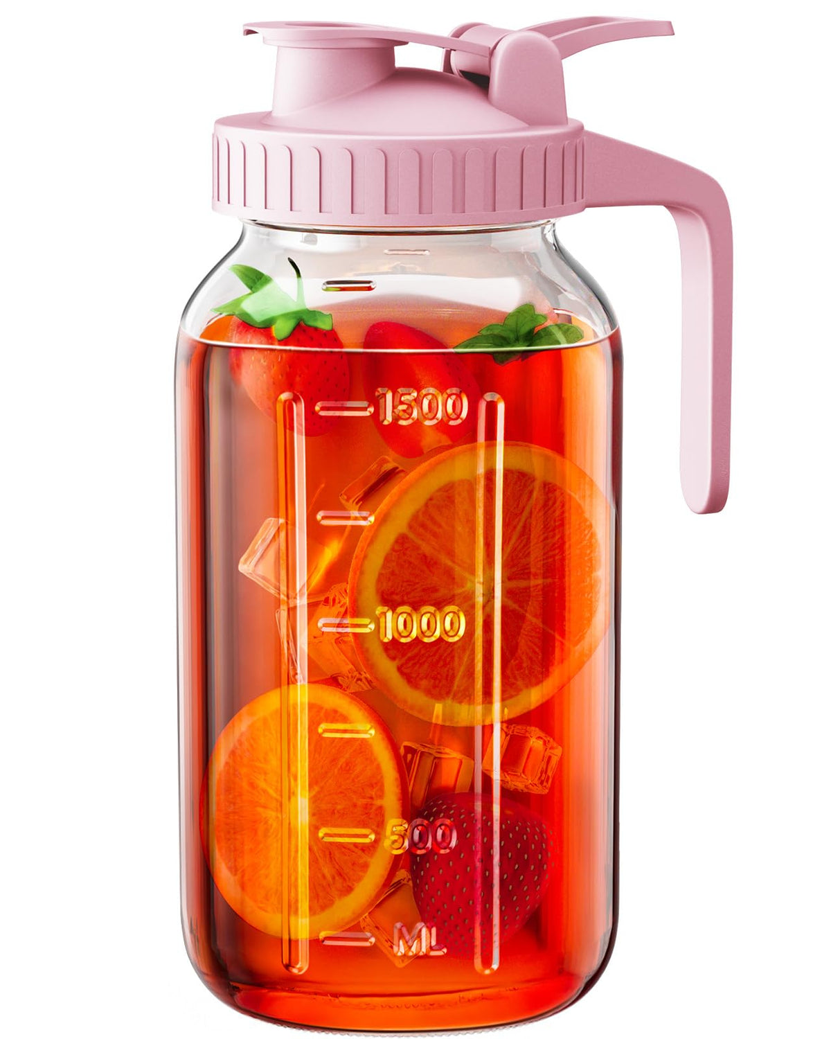 OneDream 64oz glass pitcher with lid keeps drinks fresh and dust-free.