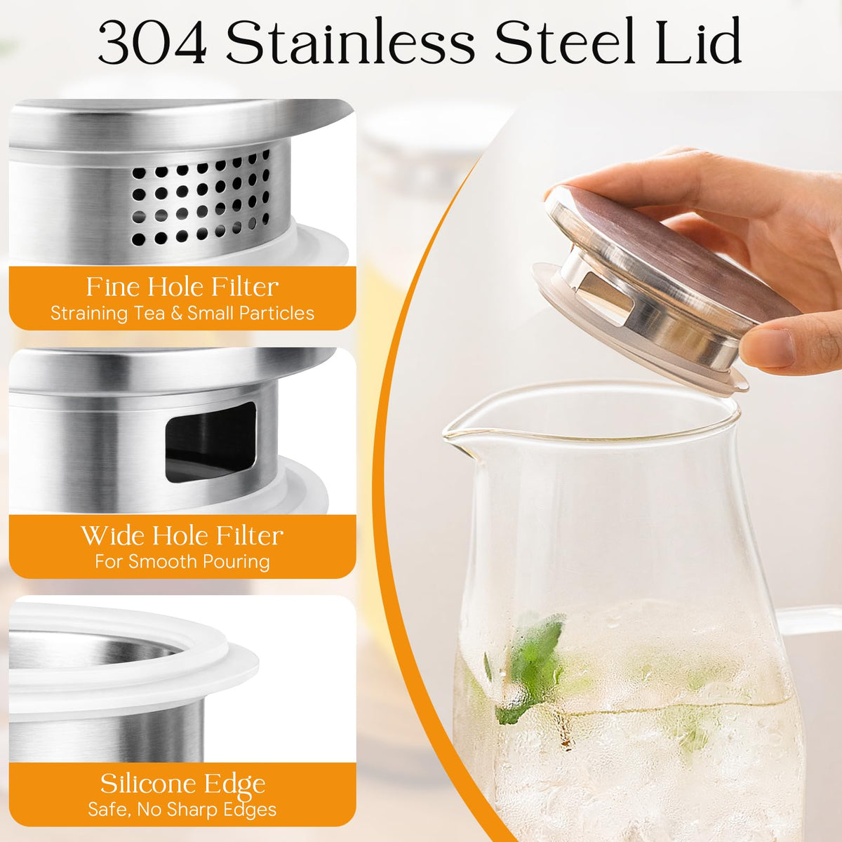 OneDream 68oz square pitcher clear borosilicate glass for everyday durability