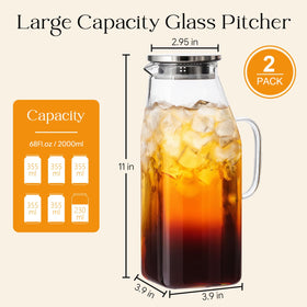 OneDream 68oz square pitcher wide-mouth opening for easy ice and ingredients