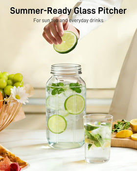 OneDream dishwasher-safe glass pitcher cleans quickly after gatherings.