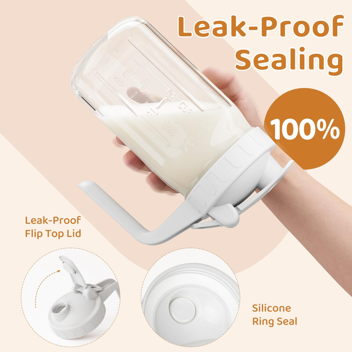 OneDream ergonomic-handle breast milk pitcher offers a steady grip for pouring.