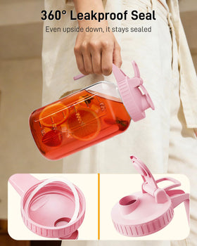 OneDream pink sun tea jar glass pitcher adds outdoor style.