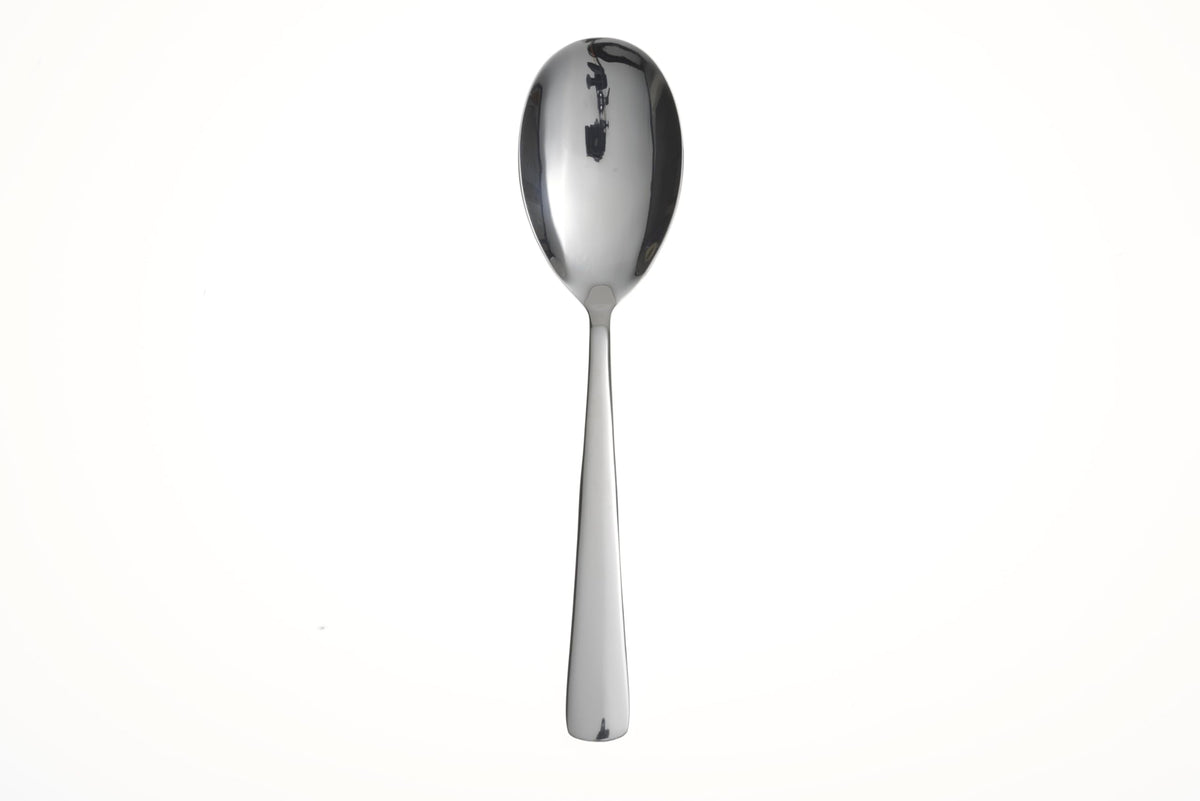 Three serving spoons from Oneida Aptitude 18/0 set with sturdy grip.