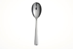 Three serving spoons from Oneida Aptitude 18/0 set with sturdy grip.