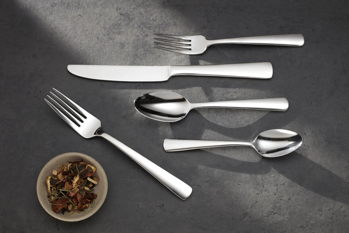 Oneida Aptitude teaspoons in dishwasher-safe stainless steel for easy cleanup.