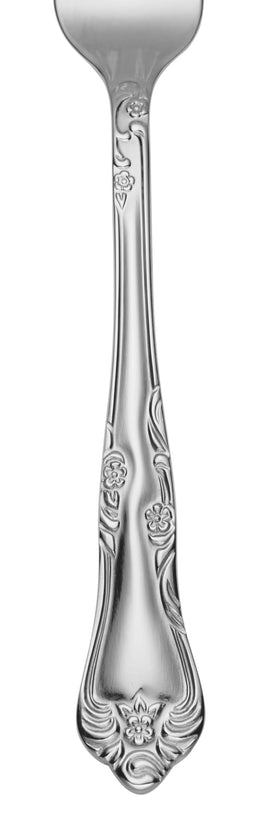 Close-up of Azalea floral pattern on polished stainless steel.