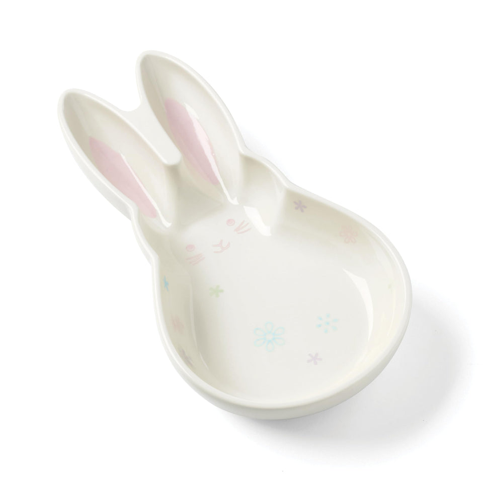 Oneida Bunny Hop Bunny Platter close-up with pastel bunny design for spring entertaining