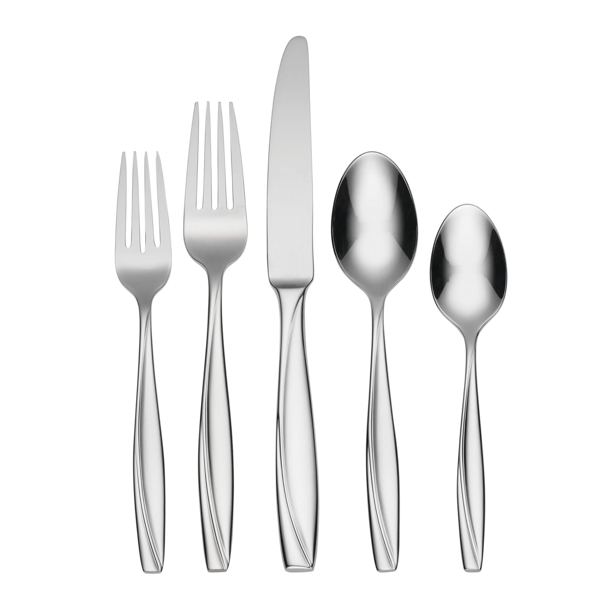 Oneida Camlynn Mirror 20-piece flatware in a full dining setting, durable and stylish.