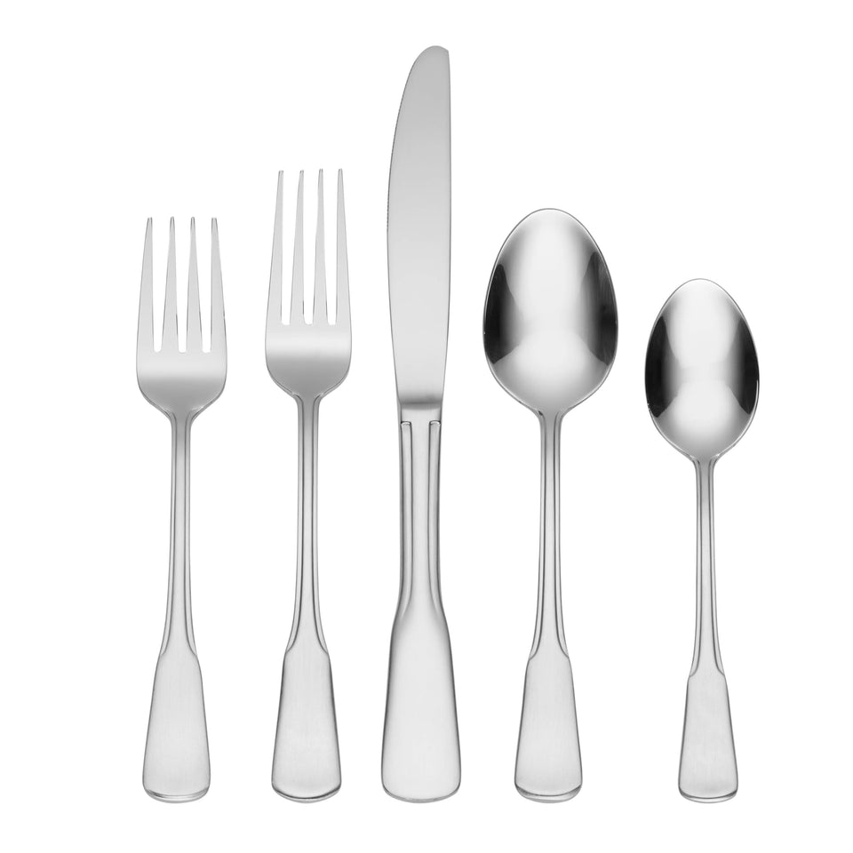 Oneida Colonial Boston 45-piece flatware set on table for everyday meals