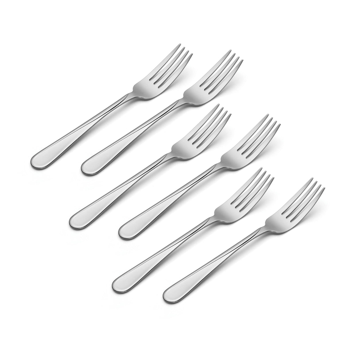 Oneida Flight fork close-up highlights durable 18/0 stainless for everyday meals.