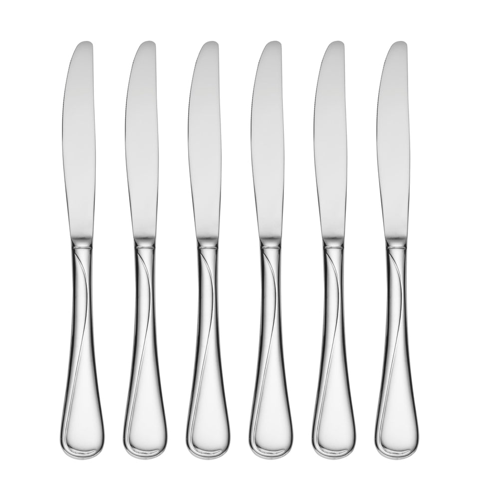 Oneida Flight dinner knife 6-piece set laid out for daily dining
