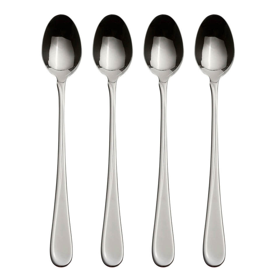 Oneida Flight iced tea spoons front view, adds mid-century style to table settings.