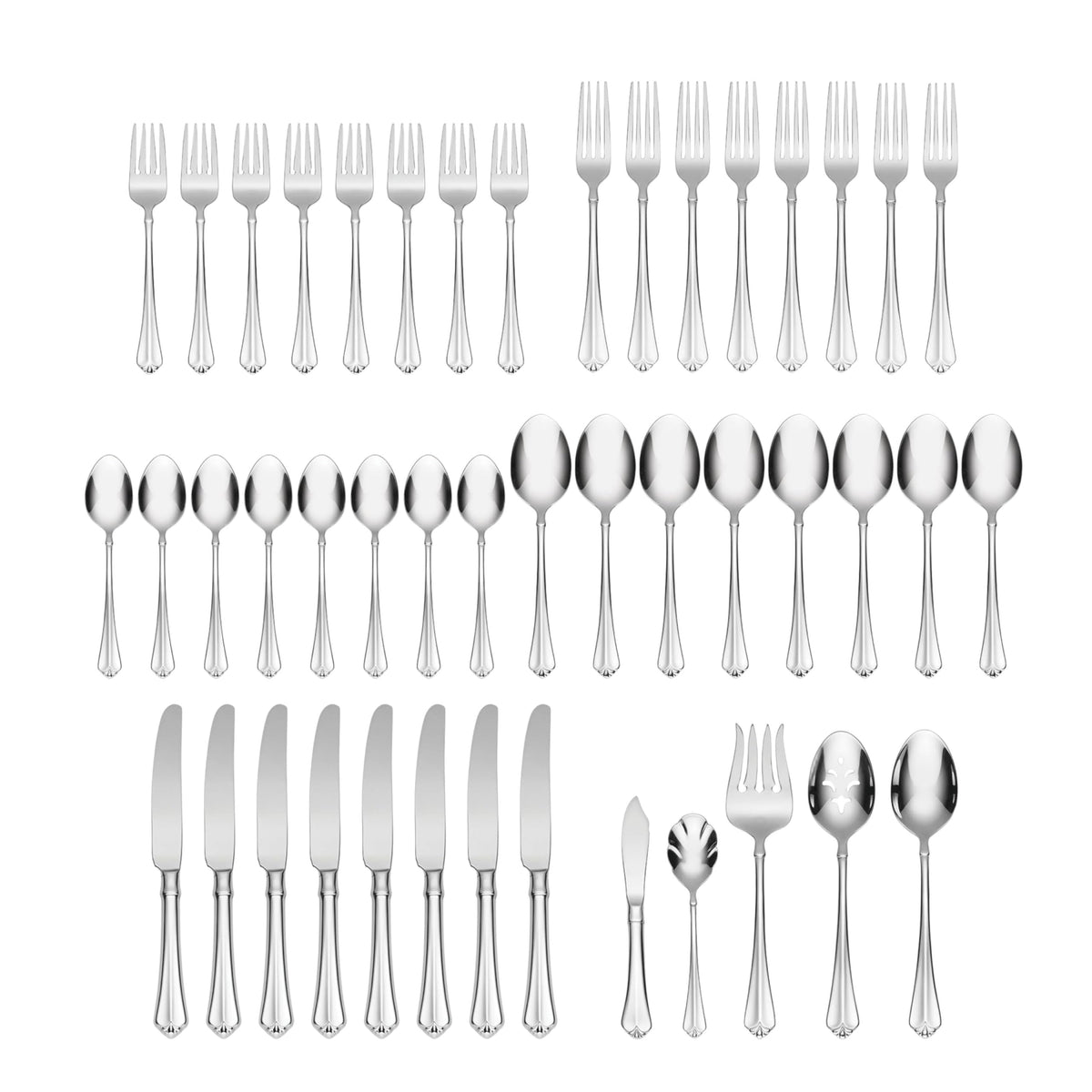 Oneida Juilliard serving utensils included for effortless entertaining.