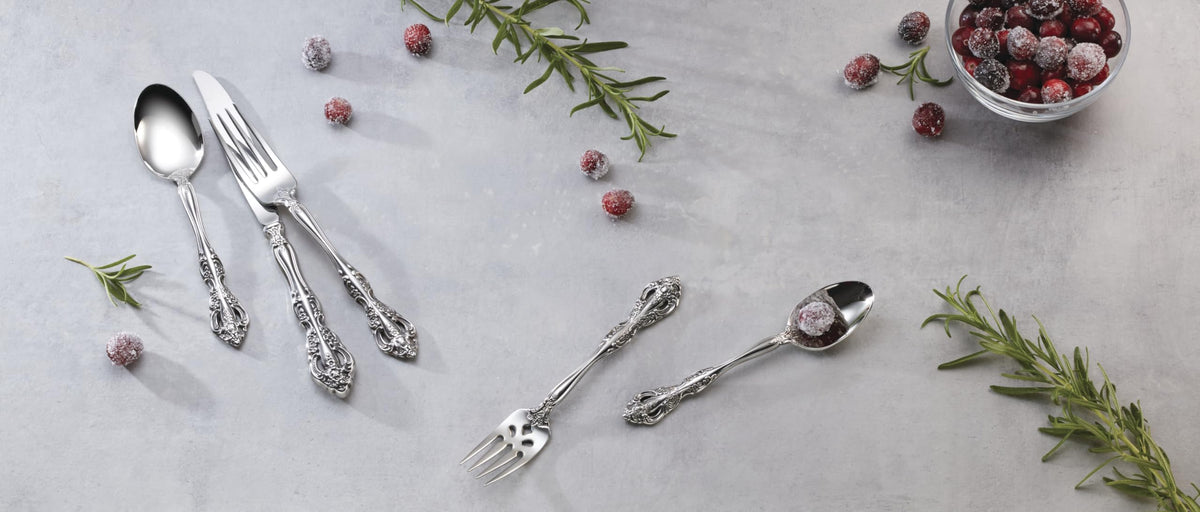 Oneida Michelangelo dishwasher safe for easy cleanup after meals.