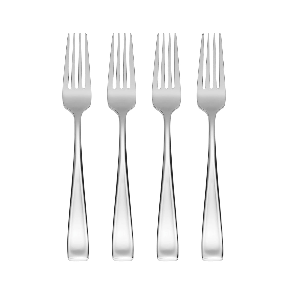 Oneida Moda dinner forks with a mirrored finish for everyday durability.