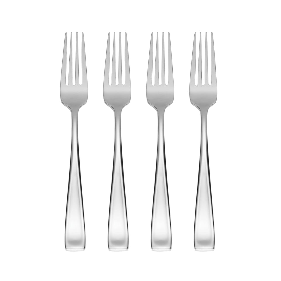 Oneida Moda dinner forks with a mirrored finish for everyday durability.