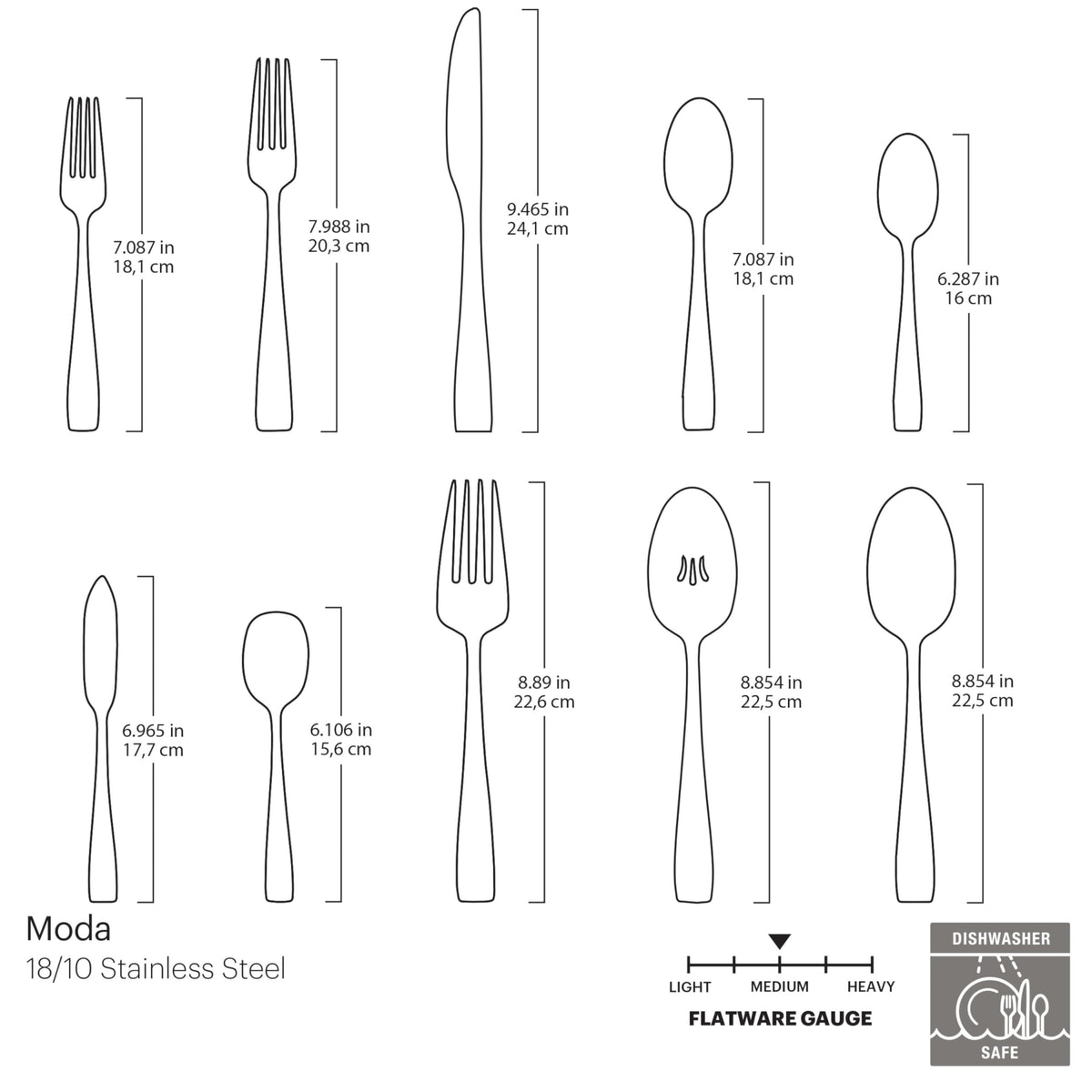 Oneida Moda salad fork ideal for everyday salads and entrees.