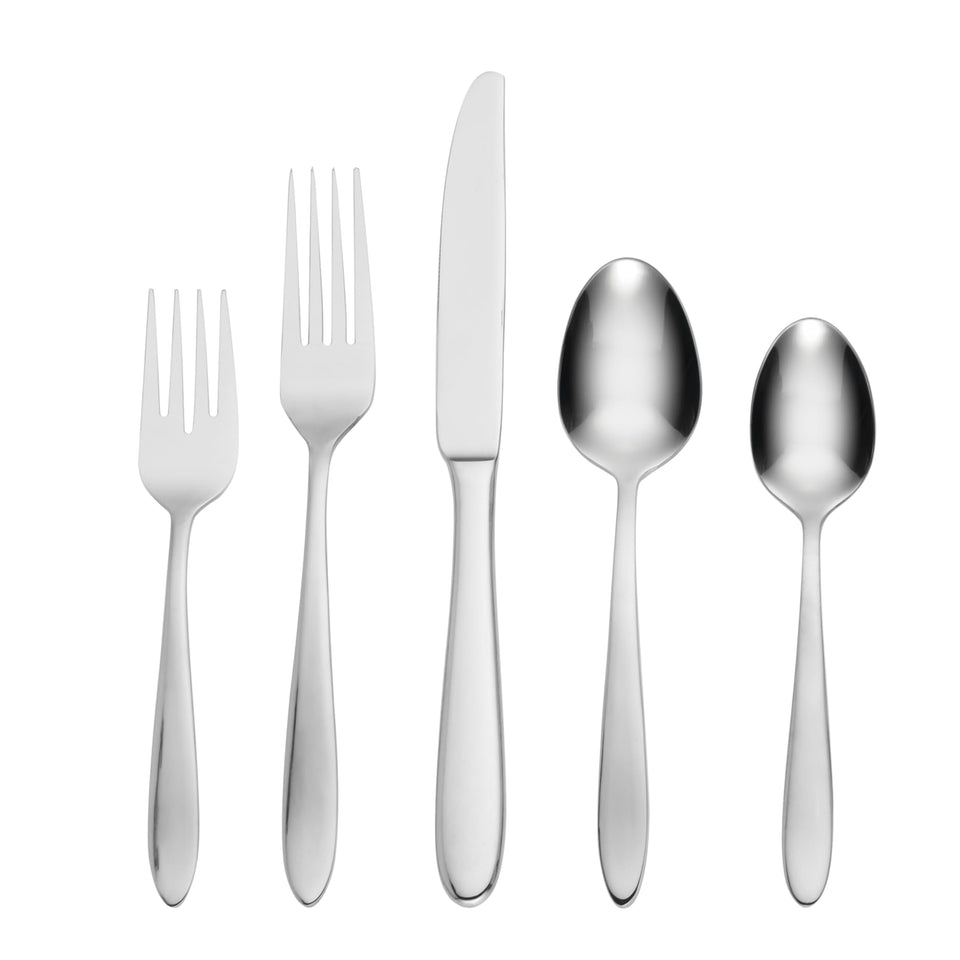 Oneida Mooncrest 20-piece flatware set on a table for everyday dining