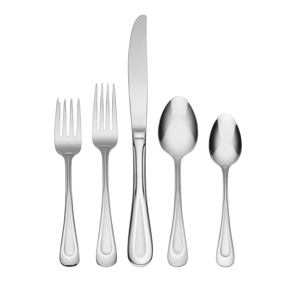 Oneida Satin Sand Dune 45-piece flatware set for 8, durable daily elegance in stainless steel