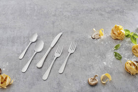 Service for four Oneida Flight silverware with mid-century flair