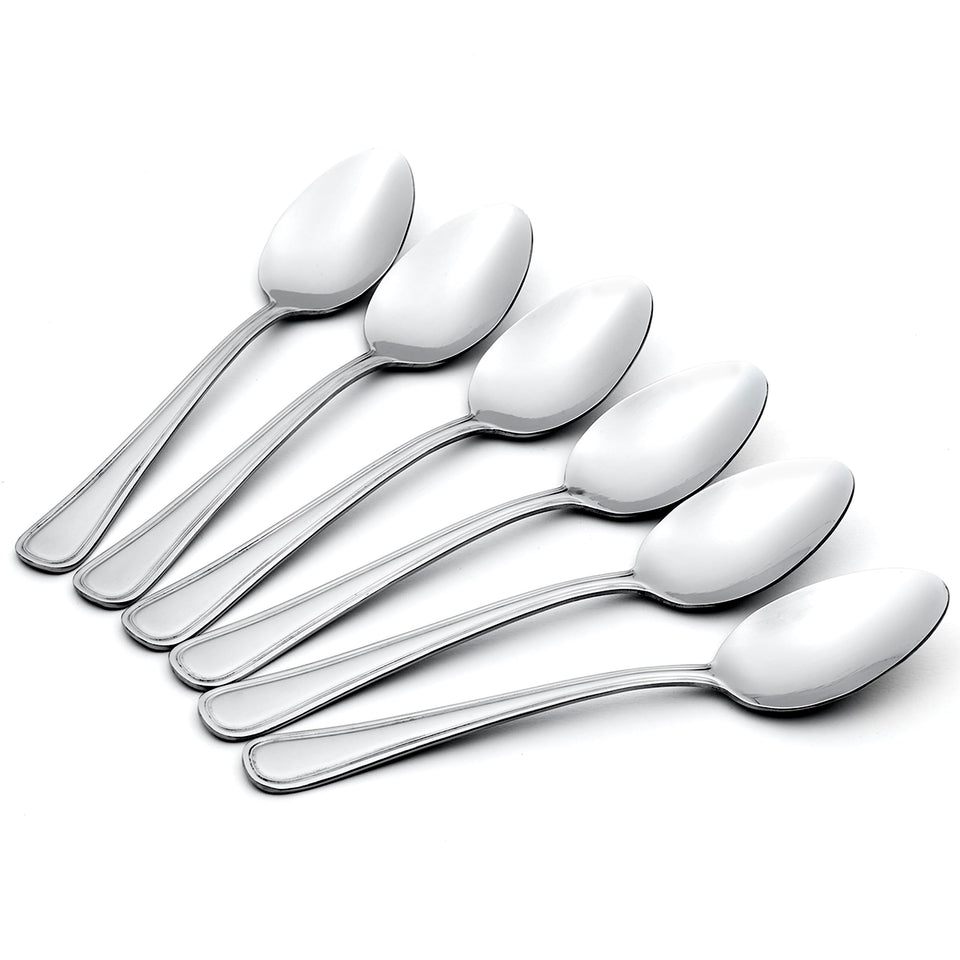 Oneida Tress everyday flatware teaspoon set in mirror finish for elegant dining and dishwasher-safe use.