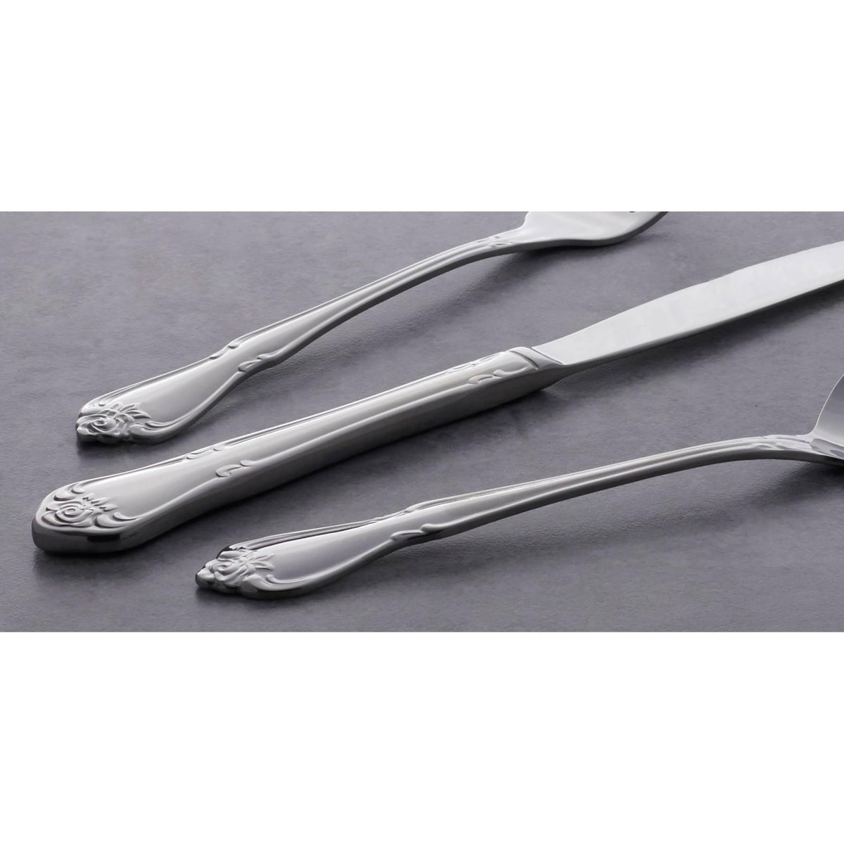 Oneida True Rose teaspoons with balanced weight for comfortable handling.