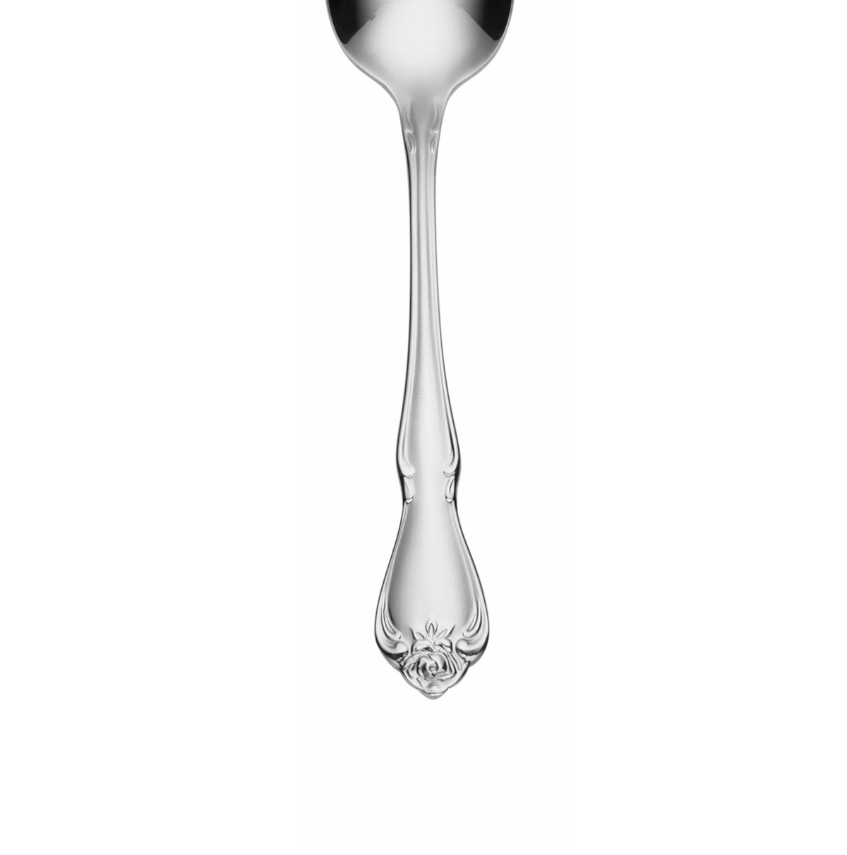 Oneida True Rose teaspoon set for four, ideal for family meals.