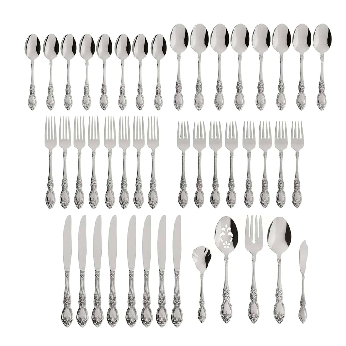 Oneida Wordsworth dinner spoon with floral handles for elegant meals.