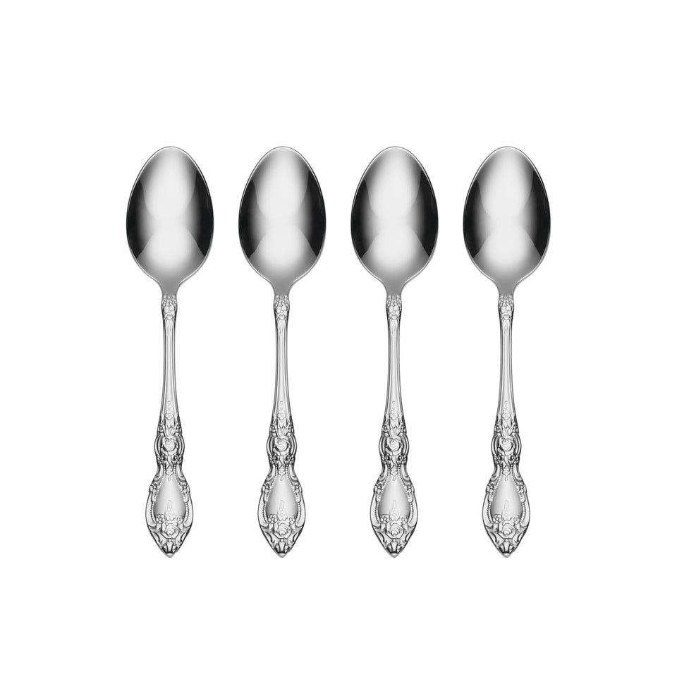 Oneida Wordsworth teaspoons with floral handle design for romantic table settings.