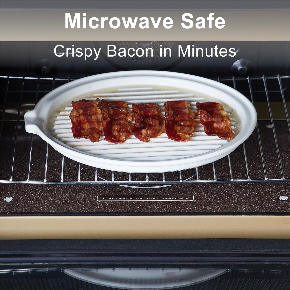 ONEMORE bacon cooker elevated rack highlighting grease drainage
