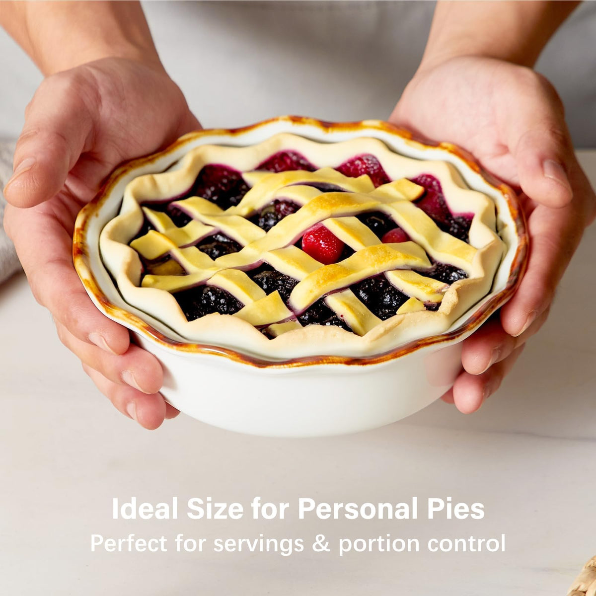 ONEMORE ceramic pie plate retains heat for consistent baking results