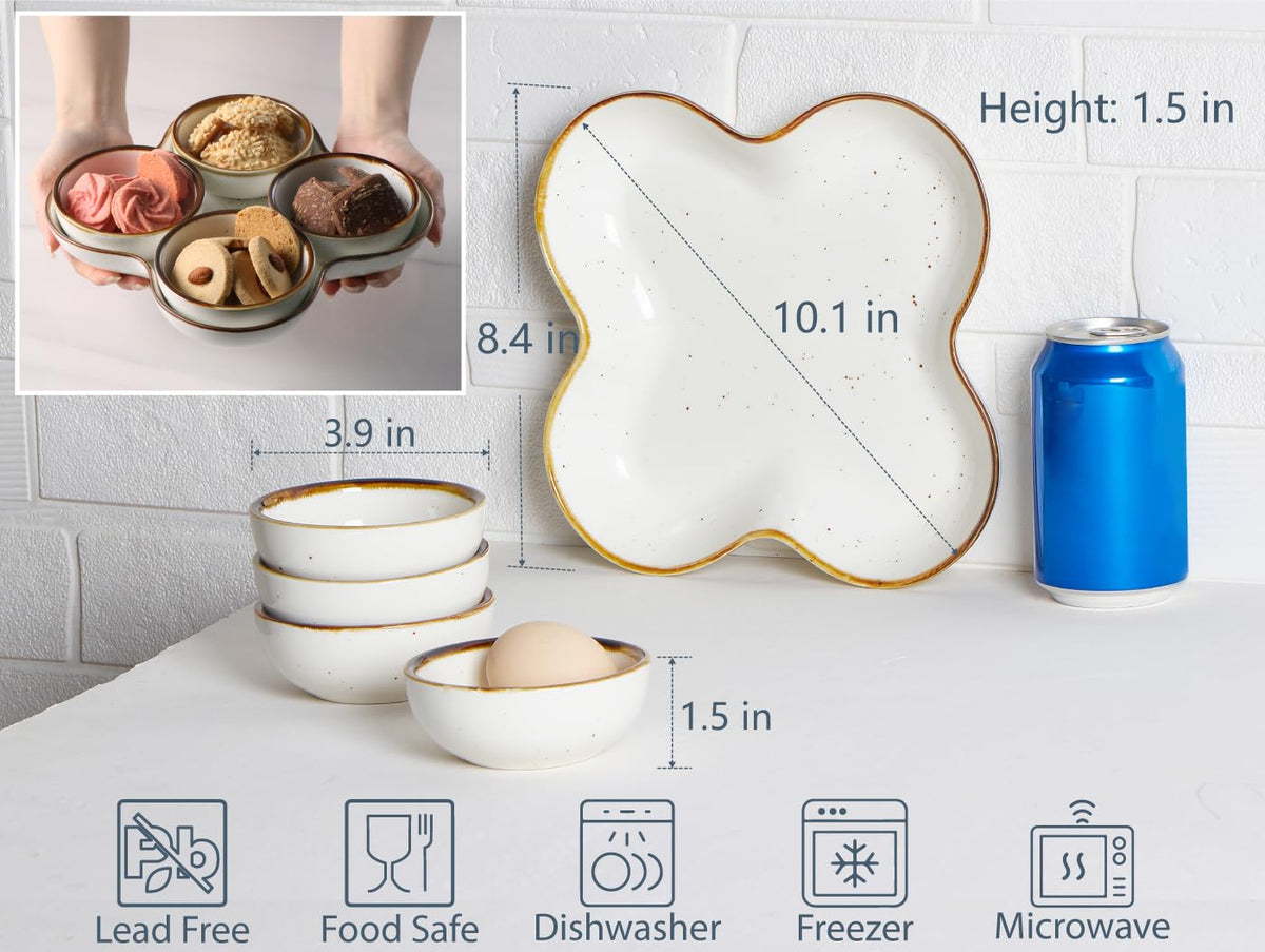 ONEMORE chip and dip set, removable dishes, easy organization for snacks and dips
