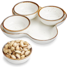 ONEMORE chip and dip set, 8.5-inch speckled ceramic tray, stylish for entertaining