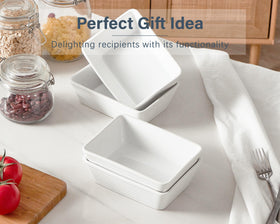 ONEMORE compact baking dish on a kitchen shelf for storage.