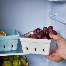 ONEMORE elegant cream white bowl with brown rim enhances kitchen decor