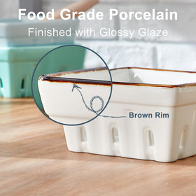 ONEMORE porcelain fruit holder resists chipping for daily kitchen use