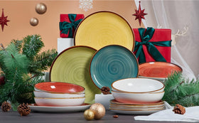 ONEMORE porcelain plates 10.5-inch dishwasher-safe plates for easy cleanup.