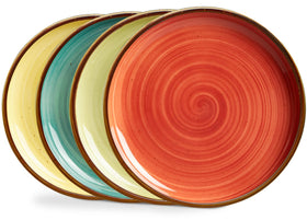 ONEMORE porcelain plates 10.5-inch front view showing rustic bronze rim for elegant meals.