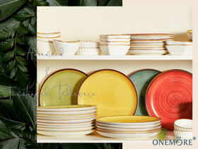 ONEMORE porcelain plates 10.5-inch gift-ready packaging ideal for gifting.
