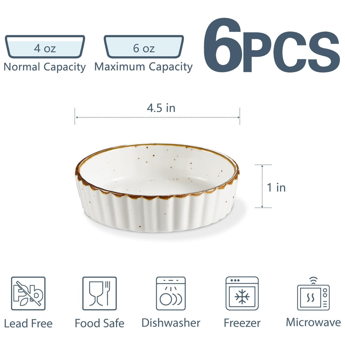 ONEMORE 4oz creme brulee dish ideal for custards and desserts.